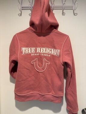 True Religion Rose Pink Logo zip up